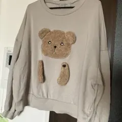 ベージュ クマ デザイン トレーナー