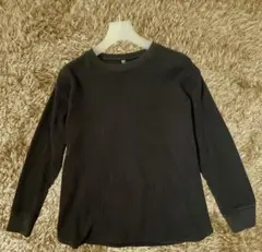 ユニクロ　ワッフル柄トレーナー《XL》ブラック/黒　大きいサイズ