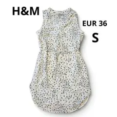 エイチアンドエム H&M ノースリーブ ブラウス チュニック 白黒 EUR 36