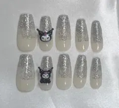 110 ネイルチップ ラメグラ クロミ シルバー