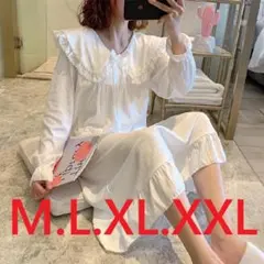 【51-2】白・ナイトウェアルームウェア・ネグリジェ ・M・L・XL・XXL
