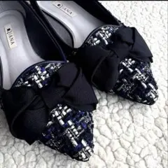 DIANA ダイアナ ツイード　パンプス　41178 24cm リボン