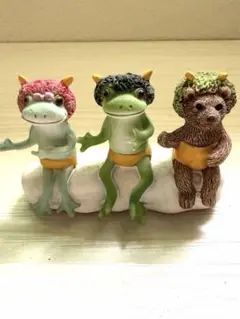 コポー カエルとくまの置物 雷様トリオ【ドリフ風】