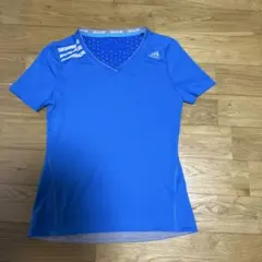adidas climachill VネックTシャツ 青