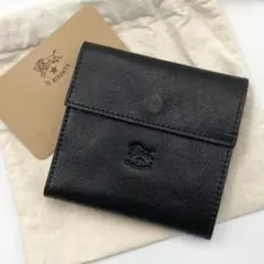 未使用　イルビゾンテ　折り財布　ロゴ刻印　フラップ　レザー　ブラック