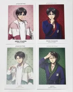 進撃の巨人　ルームウェアver. リヴァイ エレン　購入特典　ポストカード　4種