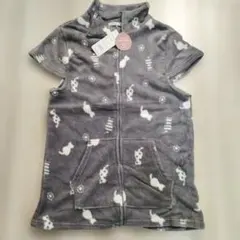 新品　ねこ柄　猫　毛布　ベストフリース　ルームベスト　スリーパー　M〜L グレー