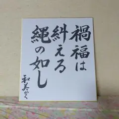 書道手書き色紙禍福は糾える縄の如し