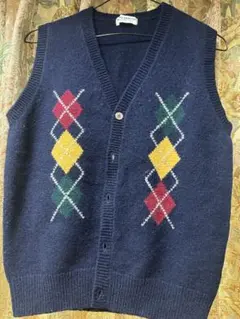 【お値下げ】MIKI HOUSE ネイビー アーガイル柄 ベスト 6つボタン