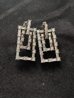 follifollie スクエアデザイン ピアス シルバー925