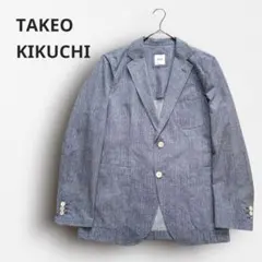 Y7875【タケオキクチ】テーラードサマージャケット 薄手 春夏 ブルー系