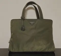 PRADA プラダ ナイロン ミニボストンバッグ 三角ロゴ カーキ 緑 - メルカリ