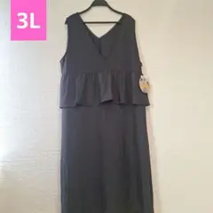 ひな こまち ゆき 3L ペプラムワンピース グレー しまむら