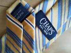 CHAPS シルク100% ネクタイ イエロー ブルー ストライプ
