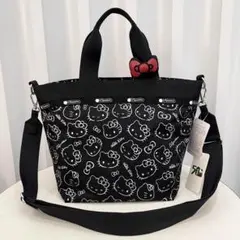 レスポートサック ハローキティ ブラック ショルダーバッグ リボン結び 2way