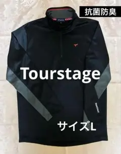 Tourstage ブラック ハーフジップ シャツ