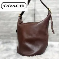 OLD COACH ワンショルダーバッグ レザー ネイビー ゴールド バケット型
