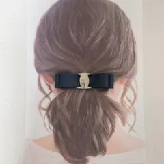 【バックル付リボンバレッタ】ヘアアクセ　ハンドメイド　結婚式　高見え