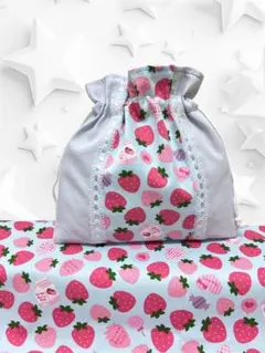 コップ袋　ランチョンマットセット　いちご柄