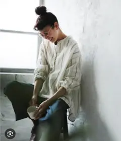 美品 3L ソウルベリー 麻混 リネン ブラウス プルオーバー チュニック