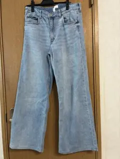 H&M ライトブルー ワイドデニムパンツ 46