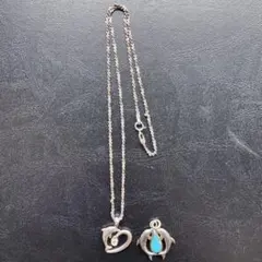 Silverシルバー 925 ドルフィンモチーフ ネックレス トップ 2点セット 