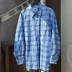 UNIQLO × MARNI オーバーサイズ プリントシャツ 長袖 Lブルー