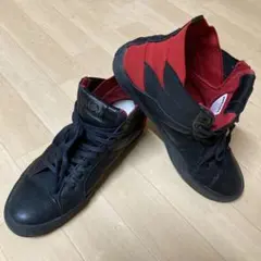 【DIESEL】ディーゼルの黒×赤ハイカットスニーカー/レザー/ブラック/レッド
