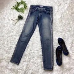 ボトムス　デニム　ジーンズ　Y2K　パンツ　フィット　スキニー　シルバーライン