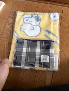 スヌーピー フリースブランケット チェックポーチ付き