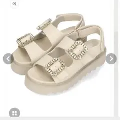 厚底ビジューバックルサンダル Lサイズ