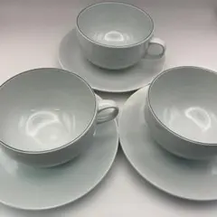 【未使用品】ロイヤルコペンハーゲン　ブルーライン　ティーカップソーサーセット3組