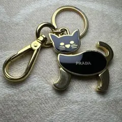 PRADA プラダ キーホルダー ネコ 猫 バッグチャーム ゴールド ブラックのサムネイル