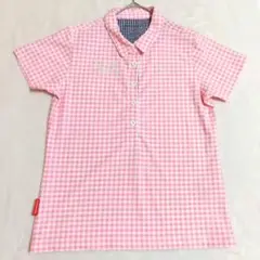 【美品】ルコックスポルティフ ポロシャツ レディースL ピンク ギンガムチェックのサムネイル
