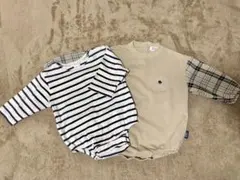 80センチ　POLO &ボーダーロンパース2点セット