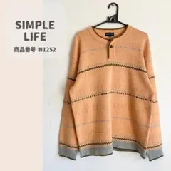 SIMPLE LIFE　シンプルライフ　メンズ　ウール　長袖カットソー