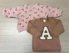 H&M★チェリー・アルファベット★コットンニット トレーナー★90 95 100