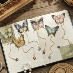 【６点】ゴッホ モネ 蝶々 雑貨 金属製 しおり ブックマーク