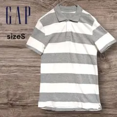 GAP 太ボーダー ポロシャツ グレー×ホワイト Sのサムネイル