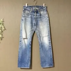 【BLUE BLUE】ダメージ&クラッシュ加工 セルビッジデニムパンツ 30のサムネイル