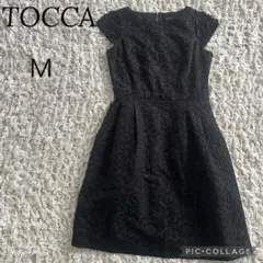 TOCCA トッカ 花柄刺繍 モチーフ フロッキング ワンピース M ブラック