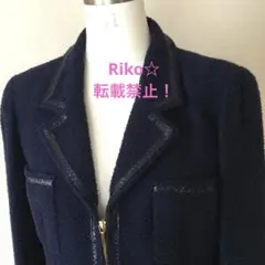極美品　CHANEL シャネル　レザージャケット　ツイード　ココマーク　黒 CHANEL シャネル ノーカラー ツイード ニット ジャケット ココ
