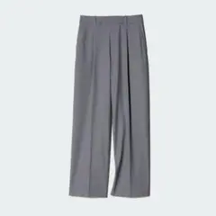 24S UNIQLO ユニクロ　タックワイドパンツ フォーマル　グレー　M