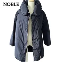 【美品】NOBLE フード付きネイビーダウンジャケット　38サイズクリーニング済