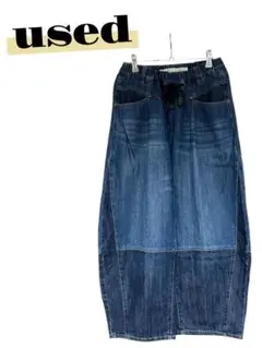 used デニム ワイドパンツ ダークブルー