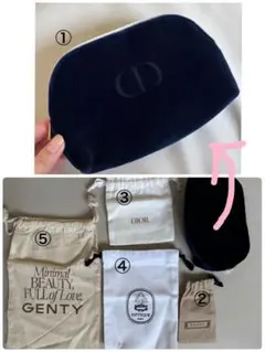 ポーチ 巾着 まとめ売り ディオール ノベルティ ネイビーベロアポーチ