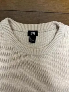 H&M リブ編み クルーネックニット　セーター　ホワイト　アイボリー　M