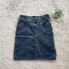 【CECIL McBEE】デニム ストレッチタイトスカート ポケット 前ジップ