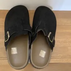 黒 スエード風 バックストラップ サボ 40-41