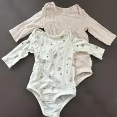 ほぼ未使用　プティマイン　長袖ボディースーツ　肌着　ロンパース　2枚セット